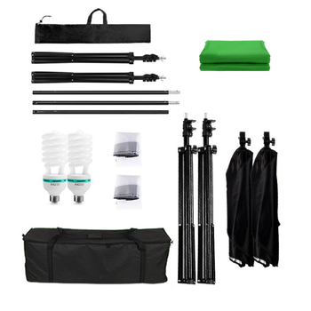 Profesionálne osvetlenie pre fotografovanie, 50W, 220V, 5500K, E27 lampová hlava, 3 žiarovky, set so softboxom a stojanom na pozadie.