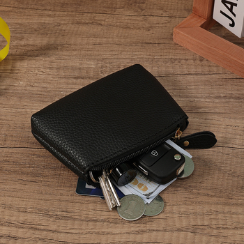 Дамски монетник с цип, PU материал, урбан прост стил, едноцветен дизайн, подплата найлон, лято 2024