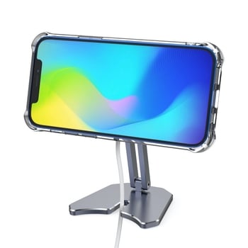 Stolni držač s bežičnim punjenjem od aluminijskog legura — sklopivi držač, 80 g, kompatibilan s iPhone/iPad serijom
