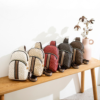 PU ženska chest bag s geometrijskim uzorkom, zatvarač, PU podstava, unutarnja džep