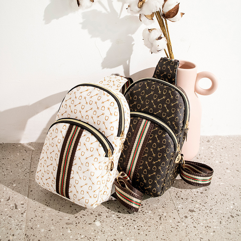 PU ženska chest bag s geometrijskim uzorkom, zatvarač, PU podstava, unutarnja džep