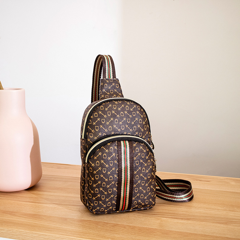 PU ženska chest bag s geometrijskim uzorkom, zatvarač, PU podstava, unutarnja džep