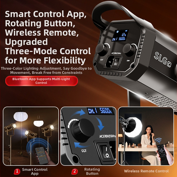 Ruifutu LED svetlo pre živé vysielanie s COB, dvojfarebná teplota 2700–6500K, 200–240V, nastaviteľný jas, samostatný napájací zdroj