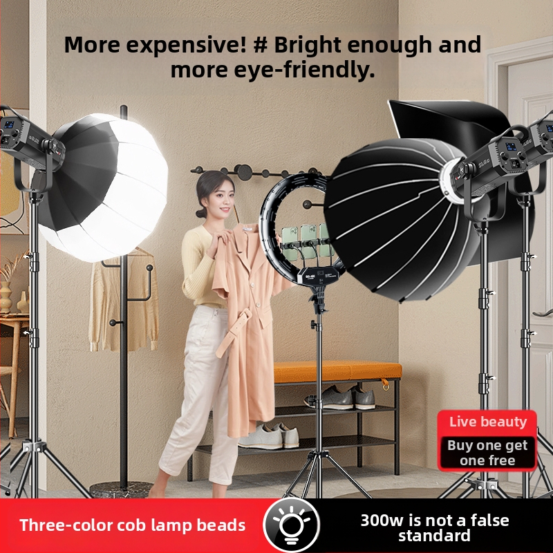 Ruifutu LED svetlo pre živé vysielanie s COB, dvojfarebná teplota 2700–6500K, 200–240V, nastaviteľný jas, samostatný napájací zdroj