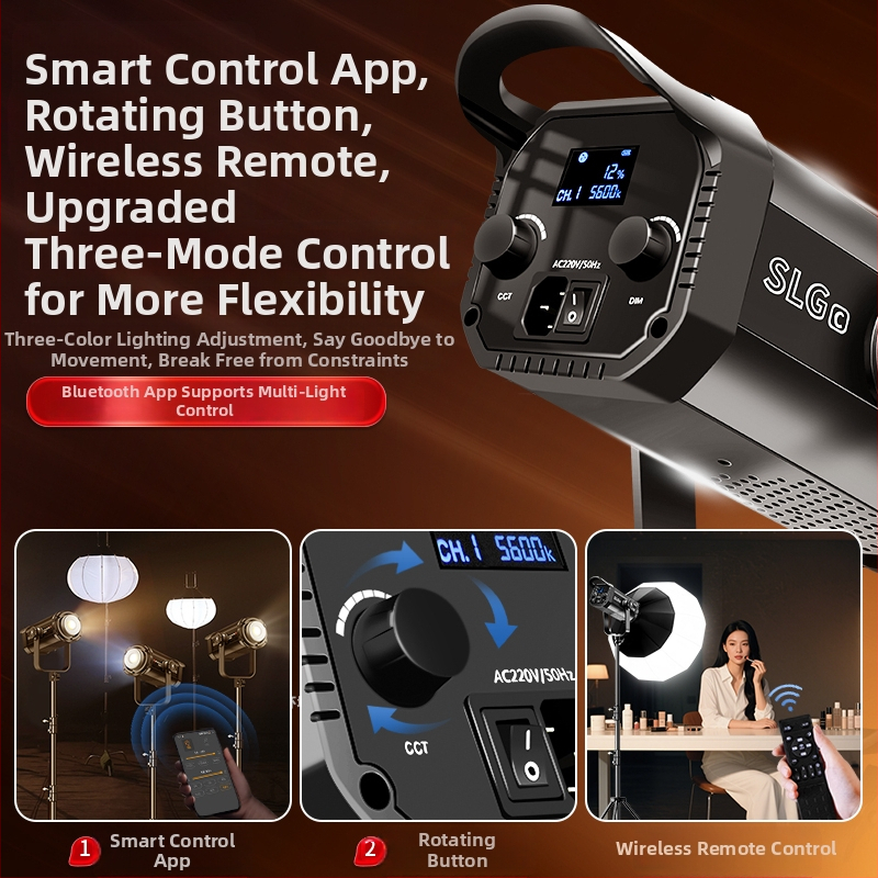 Ruifutu LED svetlo pre živé vysielanie s COB, dvojfarebná teplota 2700–6500K, 200–240V, nastaviteľný jas, samostatný napájací zdroj