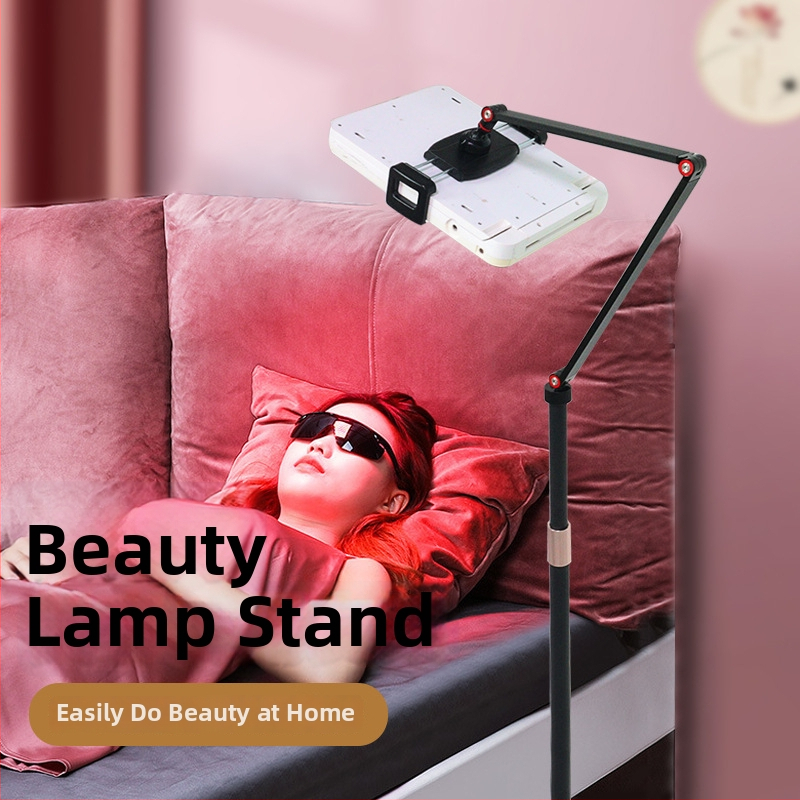 Podstavec na podlahu pre lampu na krásu z hliníkovej zliatiny so plochým panelom a nastaviteľným držiakom iPad, model PY-B09, štýl zdvih, kompatibilný s iPad/iPhone/iPod touch