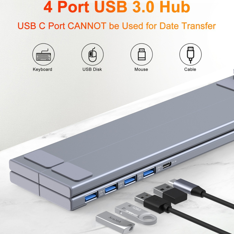 Aluminijski stolni hub s 5-portnim sklopivim podesivim držačem, težina 429 g