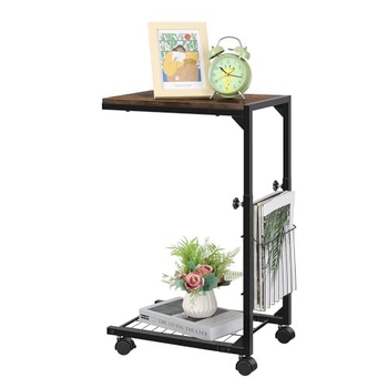 Măsuță de noapte cu birou reglabil, structură metalică mobilă, depozitare în două niveluri, înălțime reglabilă, masă de studiu multifuncțională