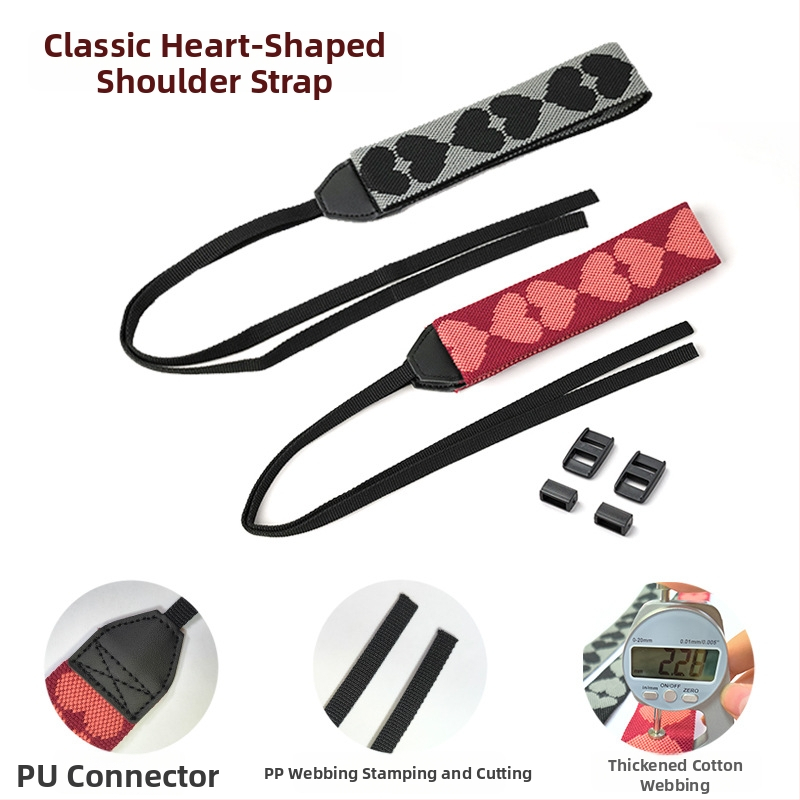 Univerzálny cross-body popruh na kameru, zosilnený tlakový dizajn, tkaný popruh, retro dizajn srdca, kompatibilný s rôznymi bezzrkadlovými fotoaparátmi