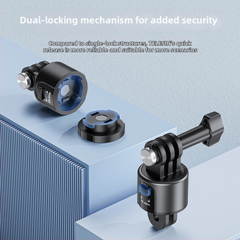 Magnetický set adapterov s rýchlym uvoľnením pre selfie stick – rozšírenie pre kamery GoPro/Action4, univerzálne pre športové kamery (TELESIN, model CQM-001, plast)