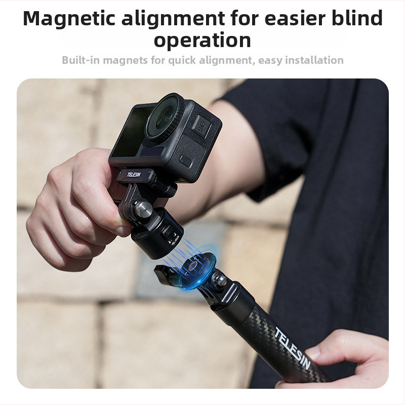 Magnetický set adapterov s rýchlym uvoľnením pre selfie stick – rozšírenie pre kamery GoPro/Action4, univerzálne pre športové kamery (TELESIN, model CQM-001, plast)