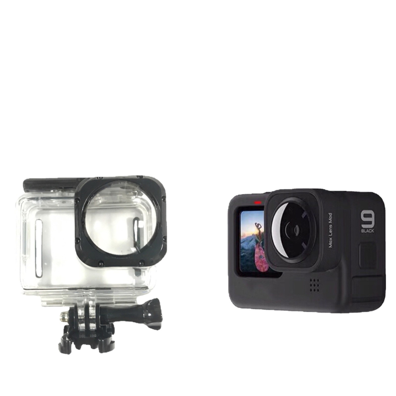 GoPro HERO9/HERO10 Wide-Angle Lens Mod în husă impermeabilă – PC + sticlă optică temperată + butoane din oțel inoxidabil 316, include bază și șurub, 40 m adâncime