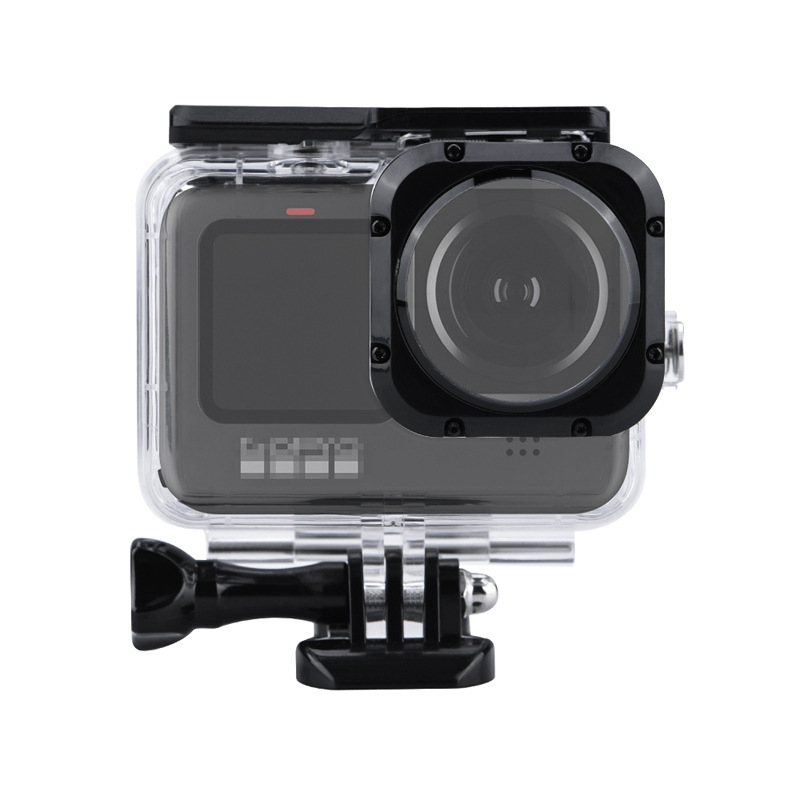 GoPro HERO9/HERO10 Wide-Angle Lens Mod în husă impermeabilă – PC + sticlă optică temperată + butoane din oțel inoxidabil 316, include bază și șurub, 40 m adâncime