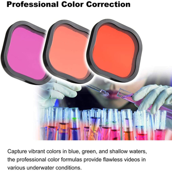 Accesorii GoPro: set de filtre din 3 piese pentru GoPro Hero 8/9/10, material PVC