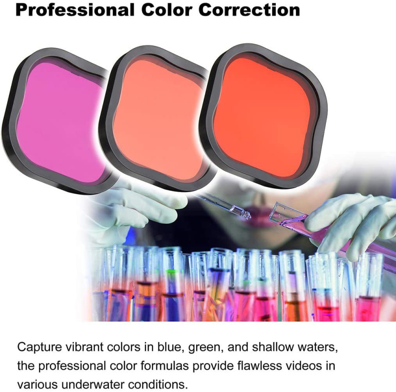 Accesorii GoPro: set de filtre din 3 piese pentru GoPro Hero 8/9/10, material PVC