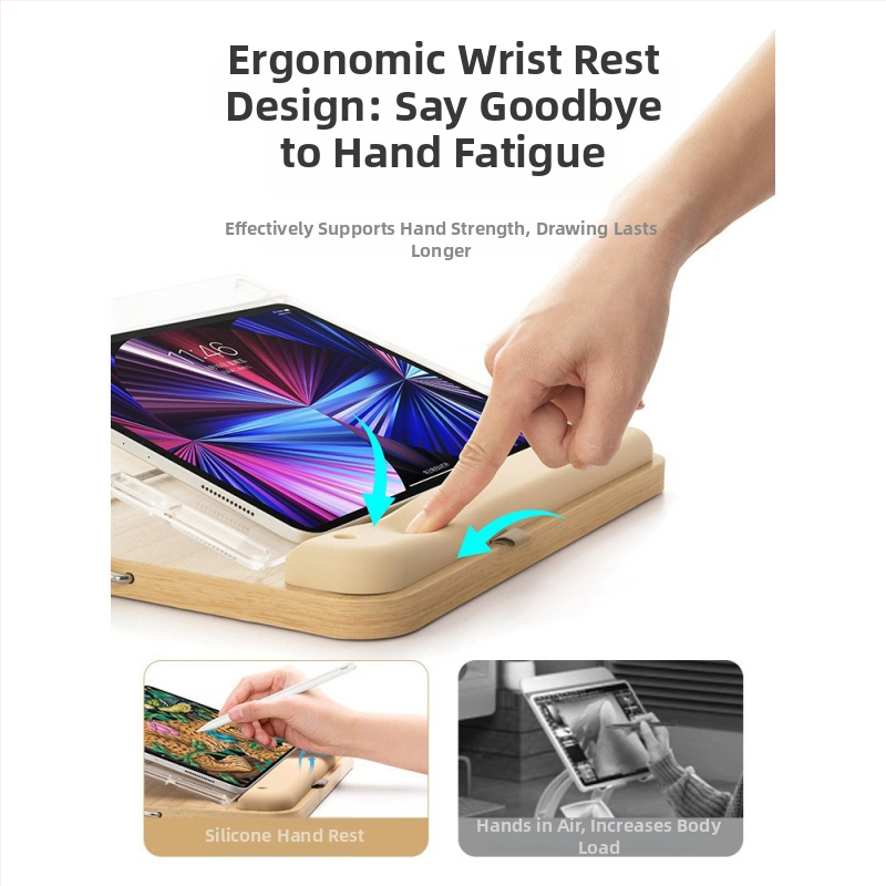 Držiak na kreslenie pre iPad, 2. generácia, nastaviteľný uhol, stolný stojan z masívneho dreva pre online učenie
