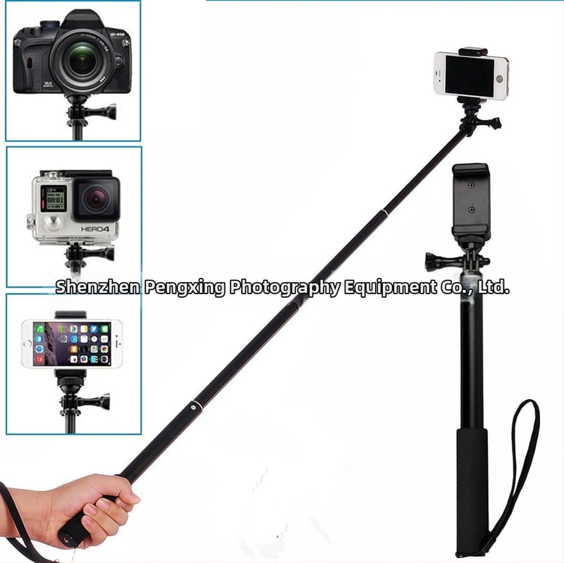 GoPro ir mobiliojo telefono selfie lazda — GP-1088, aliuminio lydinys, 4 sekcijos, maksimali apkrova 2 kg