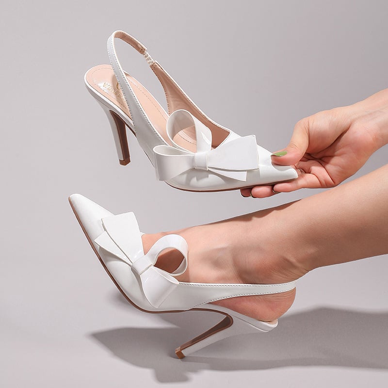 Banketné sandále na vysokom podpätku - špicatý nos, 10 cm tenký podpätok, PU vrchná časť, elastický pás