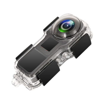 insta360 ONE RS ONE-inch Lycra vodeodolný ochranný kryt pre panoramatickú kameru — PC materiál; balenie obsahuje: vodeodolný kryt, základ, skrutka, anti-fog list; tlačené logo OK