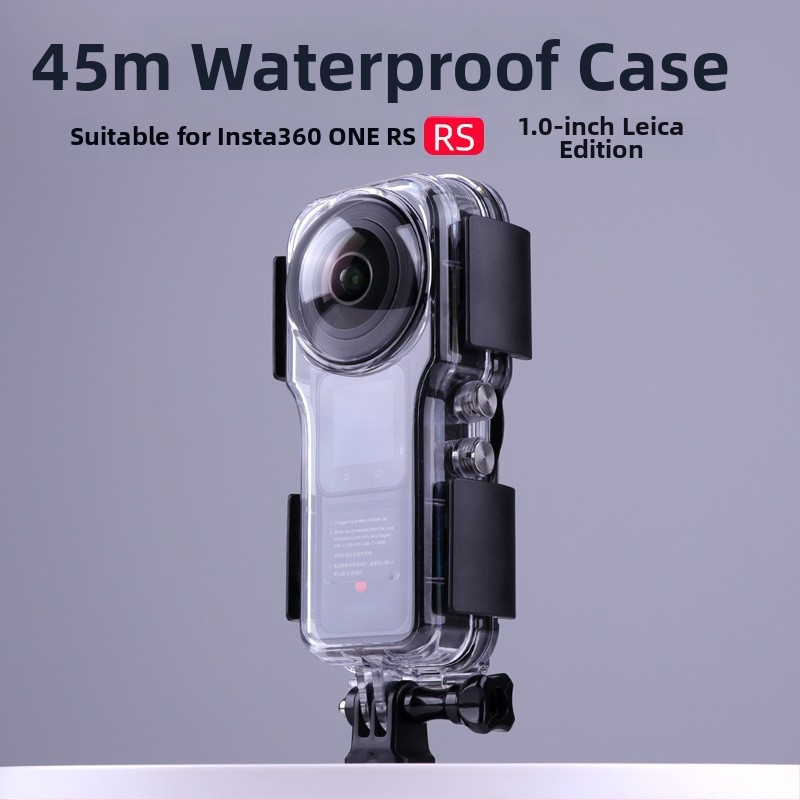insta360 ONE RS ONE-inch Lycra vodeodolný ochranný kryt pre panoramatickú kameru — PC materiál; balenie obsahuje: vodeodolný kryt, základ, skrutka, anti-fog list; tlačené logo OK