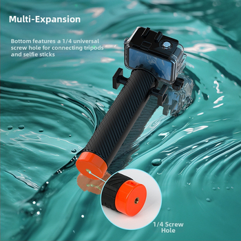 Plūduriuojantis lazdelė veiksmo kameroms – suderinama su GoPro 12, Shadow Stone, Insta360, Action4/3; ABS+EVA+PC medžiagos, svoris 85 g, apsaugo korpusą ir fiksuoja kamerą