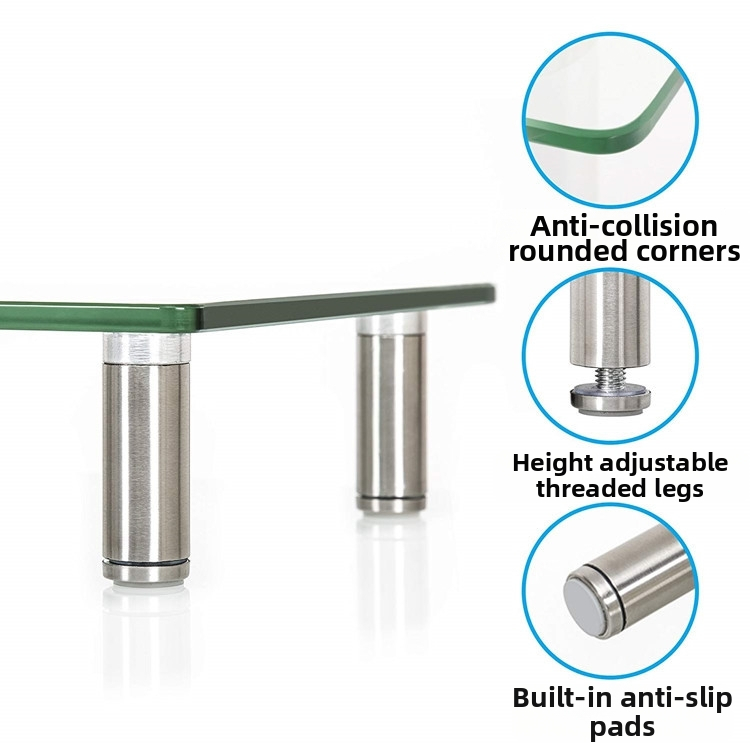 Držiak monitora z tvrdeného skla s výškovým nastavením, PS-MS010C, značky Pasheng, pre monitory do 15 palcov, hmotnosť 3.2 kg