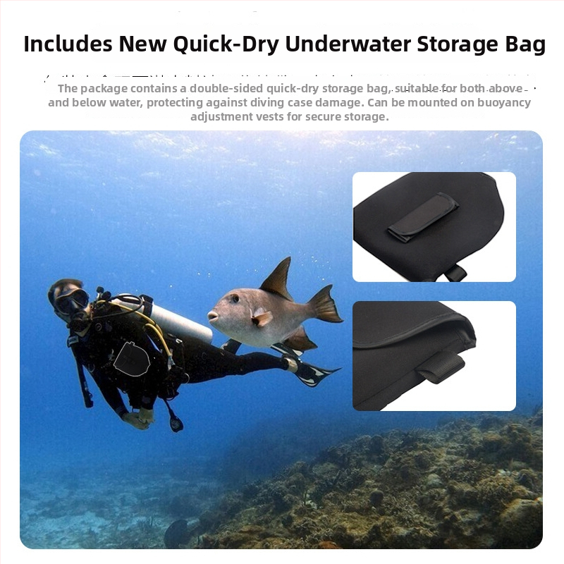 Carcasă subacv Insta360x5 invizibilă; Compatibilă cu Insta360x5; Materiale: PC, oțel inoxidabil, acrilic; În stoc; Pachet: carcasă subacv X5 complet invizibil