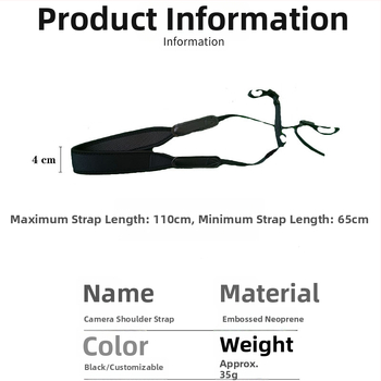 Kamera dirželis su greitu atleidimu, reguliuojamas ilgis, nardymo medžiaga, maksimalus apkrovimas 3 kg, suderinama su visomis kameromis