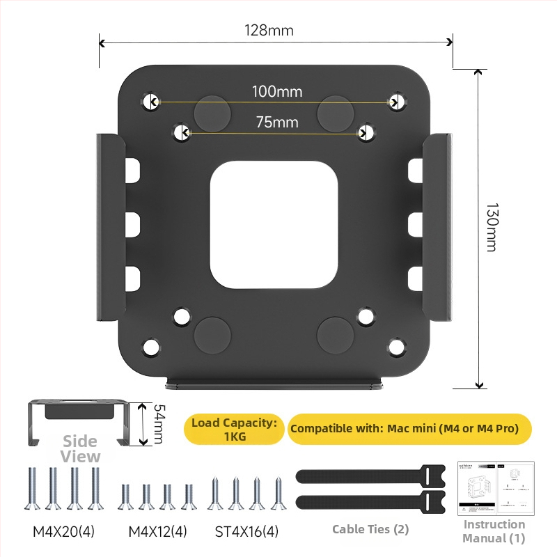 Mini stojan pre Mac mini — Zjj010, studený valcovaný oceľ, kompatibilný s Macmini M4/M4Pro, 0,25 kg, stolový tvar
