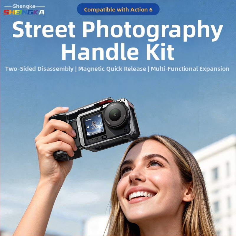 Gatvės fotografijos rinkinys DJI Action6 – visapmetalinė konstrukcija, aliuminio lydinys, suderinamas su Osmo Action6, nešiojamas, atsparus praradimui, atsparus susidūrimams