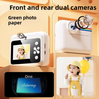 Lastele mõeldud kahekameraline digitaalkaamera värvilise printeriga, 1080P video, 2,4-tolline LCD, mälukaardi toetus, 1200mAh aku