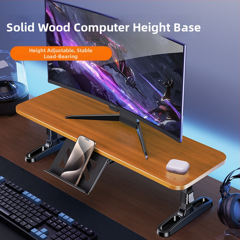 Drevený stojan na monitor s mechanizmom zdvíhania, skladací, s držiakom na telefón, model 05821, určené pre všeobecné použitie