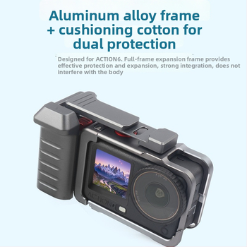 Držiak na DJI Action 6 pre ulicnú fotografiu s adaptérom klietky kamery, hliníková zliatina, 135.8 g