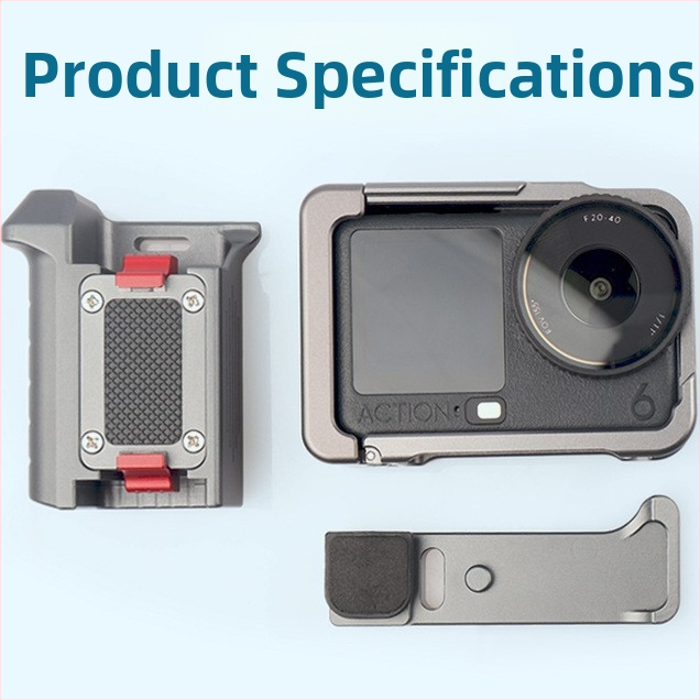 Držiak na DJI Action 6 pre ulicnú fotografiu s adaptérom klietky kamery, hliníková zliatina, 135.8 g