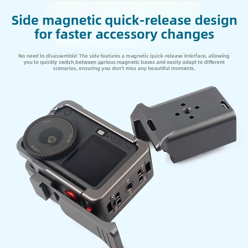 Držiak na DJI Action 6 pre ulicnú fotografiu s adaptérom klietky kamery, hliníková zliatina, 135.8 g