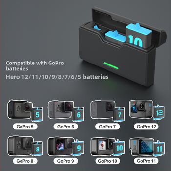 SEIVI GoPro laadija – Type-C dokk, šokkide summutus, ühildu GoPro 6–10