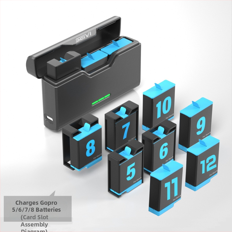 SEIVI GoPro laadija – Type-C dokk, šokkide summutus, ühildu GoPro 6–10