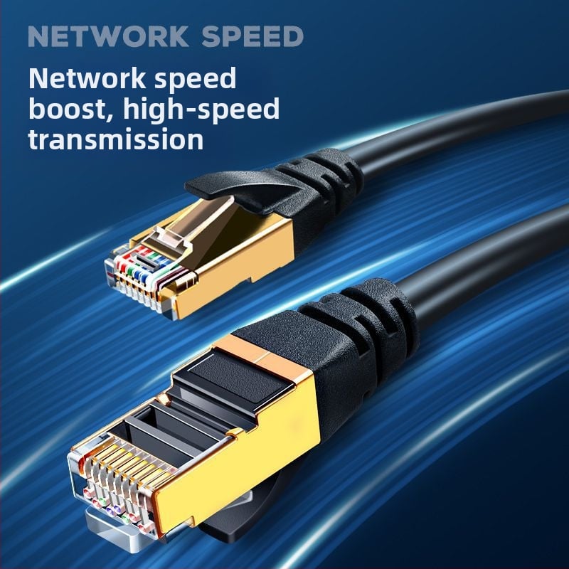 Cat6E Ethernet kabelis ar RJ-45 kristāla savienotāju, iekšējai un ārējai lietošanai, augstas veiktspējas gigabita kabelis