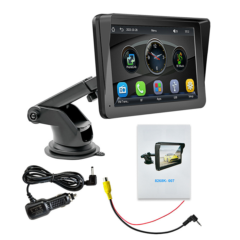 Automobilio navigacijos sistema belaidžiam CarPlay, MP5 multimedija ir Bluetooth, palaiko AVI/MP4 vaizdo formatus, microSD kortelę