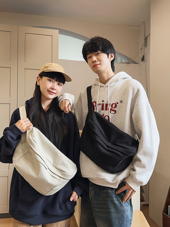 Corduroy Crossbody Táska, Unisex, Cipzár, Zseb a Telefonhoz, Poliészter bélés