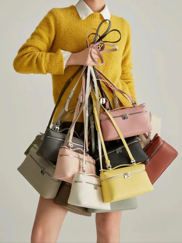 Torba za ručak od prave kože, prvi sloj teleće kože, horizontalni kvadratni oblik, zatvaranje zipom, podstava od ovčje kože