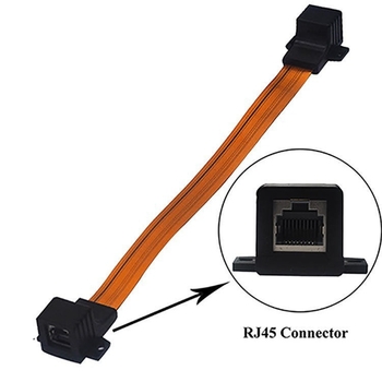 RJ45 sieviešu sienas tīkla kabelis Cat5, elastīgs plakanais kabelis ar fiksācijas ausīm, Ultra-plāns FPC