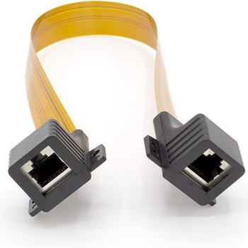 RJ45 sieviešu sienas tīkla kabelis Cat5, elastīgs plakanais kabelis ar fiksācijas ausīm, Ultra-plāns FPC