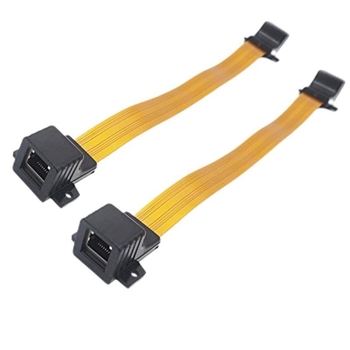 RJ45 sieviešu sienas tīkla kabelis Cat5, elastīgs plakanais kabelis ar fiksācijas ausīm, Ultra-plāns FPC