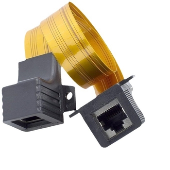 RJ45 sieviešu sienas tīkla kabelis Cat5, elastīgs plakanais kabelis ar fiksācijas ausīm, Ultra-plāns FPC