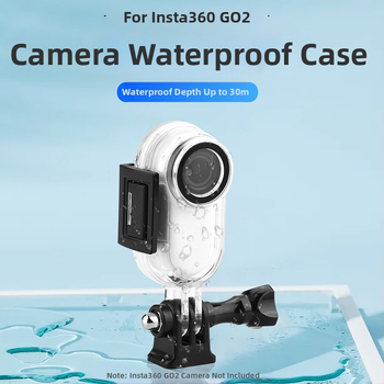 Vodotesný ochranný kryt pre Insta360 Go2 palcovú kameru; materiál PC + kalené sklo + nehrdzavejúca oceľ; kompatibilné Go2; logo OK; obsah balenia kryt, 1/4-inch základ, skrutky, imbusový kľúč