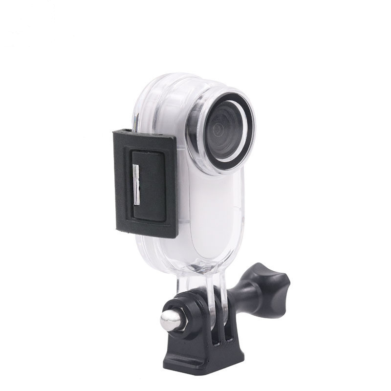 Vodootporan zaštitni kućište za Insta360 Go2 palac kameru; materijal PC + kaljeno staklo + nehrđajući čelik; kompatibilno Go2; logo OK; uključuje: kućište, 1/4-inch baza, vijci, ključ