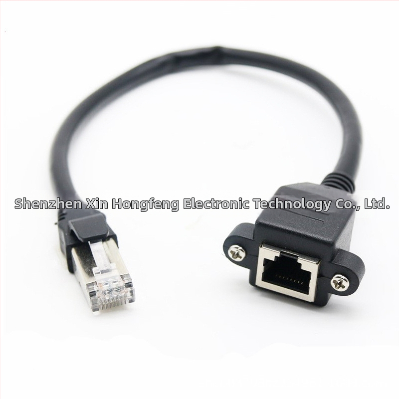 Cat6 RJ45 vīrieša–sievietes pagarinājuma kabelis ar ausīm un skrūvju caurumiem, garums 0,3–5 m, bezskābekļa vara, Gigabit