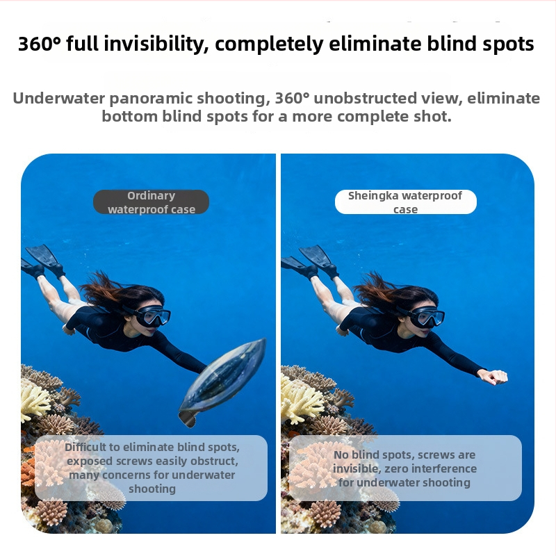 Veekindel kest DJI Osmo 360 action-kaamerale, mehaaniliselt töödeldud PC-korpus, väliskasutuseks