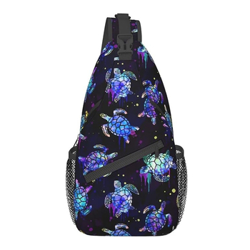 Geantă unisex crossbody, imprimare țestoasă, durabilă, pentru uz zilnic, cu buzunar pentru monede